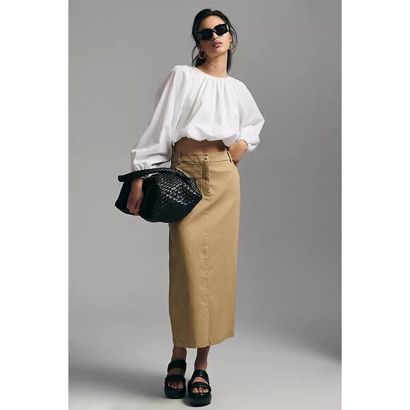 Anthropologie Dresses & Skirts - Self Contrast Anthropologie Skirt Slim Trouser Skirt Tan Size Large